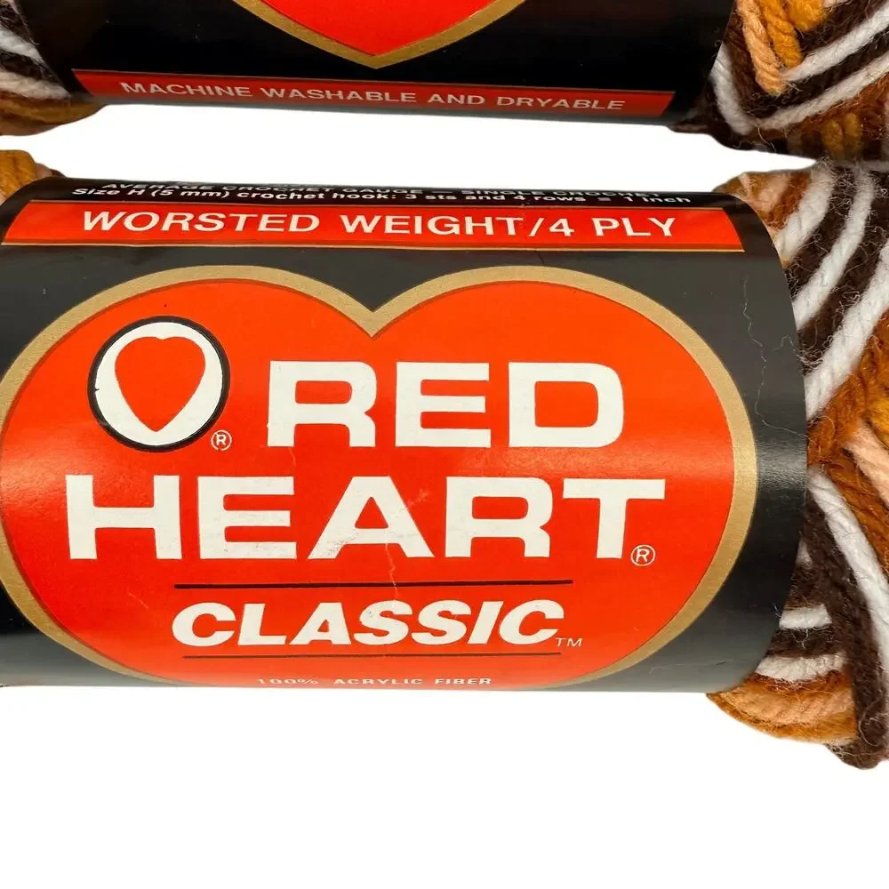 Red Heart Classic Yarn 987 Browns Worsted 3 oz Lot 5 Plus Partial Vintage